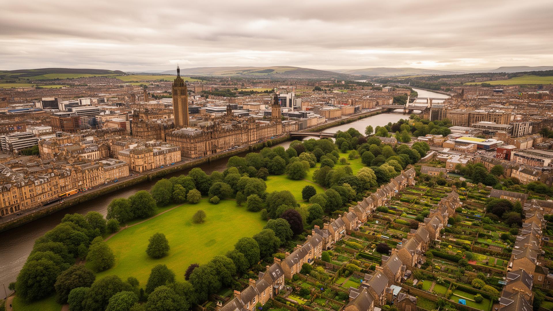 Erskine residential area with landscaped gardens near the Erskine Bridge