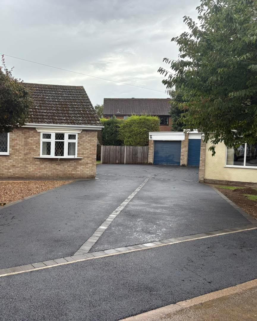 Professional block paving driveway installation at a Scottish residential home by Oaklands Treecare